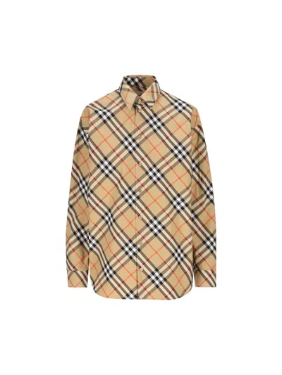 Burberry Shirts In Sand Ip Check