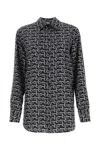 Burberry B Logo Silk Shirt In Silverblack