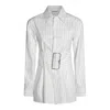 Burberry Belted Pinstriped Cotton-poplin Shirt In String/coal