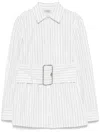 Burberry Striped Shirt With Belt In String/coal