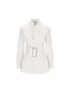 Burberry Belted Pinstriped Cotton-poplin Shirt In String/coal