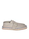 Burberry Deck Low Top Leather Sailing Shoes In Gray