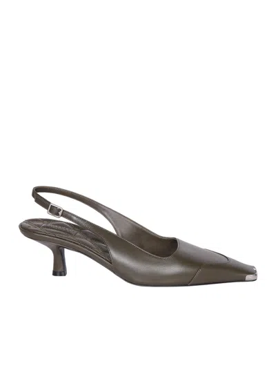 Burberry Black Heel Slingback In Brown