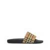 Burberry Men Beige Vintage Check Print Slides Man In Brown