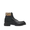 Burberry Ankle Boots With Check Pattern Cuff In Brown