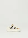 Burberry White/comb Kids' N1 Noah Check-print Cotton And Leather Low-top Trainers Eur 19 / 3 Uk In White