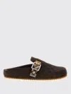 Burberry Strap Patterned Round Toe Rubber Sole Slip-on In Brown