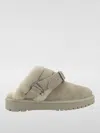 Burberry Buckle Fastening Shearling Suede Mules In Nude