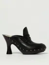 Burberry Leather Mules With Curved Heel And Studded Trim In Black