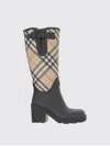 Burberry Canvas And Rubber Boots With Buckle Detail In Black
