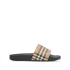 Burberry Brown Slides Sandals With Vintage Check Motif In Polyurethane In Black