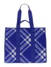 Burberry Plaid Wool Shopper Bag In Blue