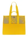 Burberry Plaid-check Cotton Tote Bag In Yellow