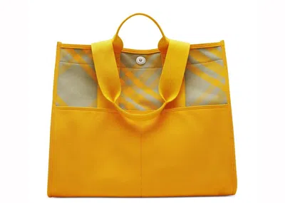 Pre-owned Burberry Shopper Tote In Yellow/beige
