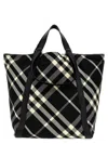 Burberry Large Check Tote Bag In White/black