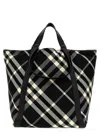Burberry Large Check Tote Bag In White/black