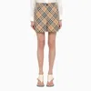 BURBERRY BURBERRY SHORT BEIGE WITH CHECK PATTERN