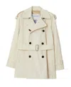 Burberry Belted Double-breasted Short Trench Coat In White