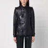 Burberry Short Leather Jacket With Studs And Buckle In Black