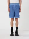 Burberry Equestrian Knight Applique Linen Shorts In Blue