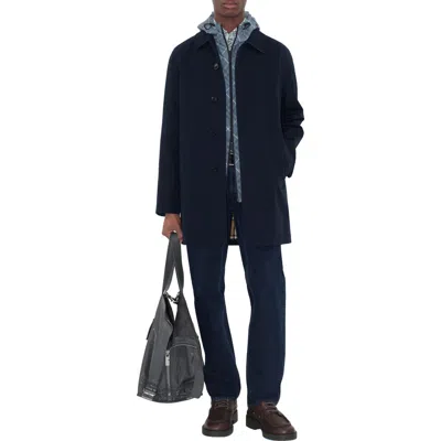 Burberry Short Camden Heritage Car Coat In Blue