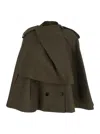 Burberry Cotton Cape With Traditional Check Lining In Brown
