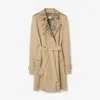 Burberry Check Collar Long Castleford Trench Coat Clothing In Honey