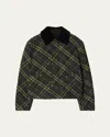 Burberry Cropped Check Quilted Barn Jacket In Shadow Ip Check
