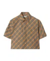Burberry Check Cropped Shirt In Brown