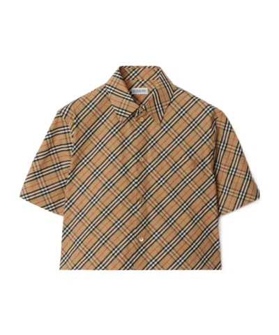 BURBERRY BURBERRY CHECKED CROPPED SHORT SLEEVED SHIRT
