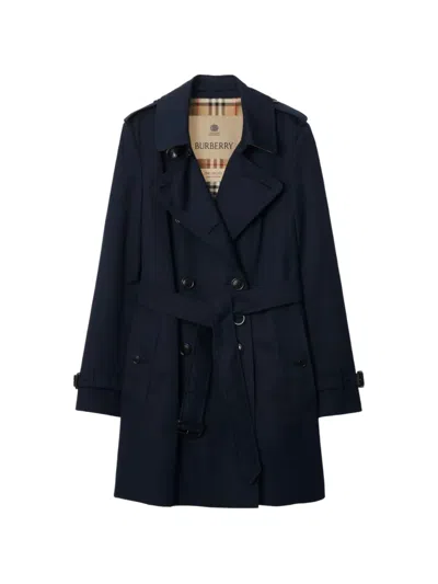 Burberry Short Chelsea Heritage Trench Coat In Blue