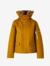 Burberry Short Double Cotton Twill Parka With Removable Faux Fur Hood In Removable Faux Fur Trim On Hood