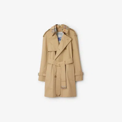 Burberry Vintage Check Cotton Trench Coat In Beige