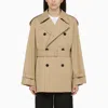 BURBERRY BURBERRY | SHORT DOUBLE-BREASTED BEIGE TRENCH COAT WITH BELT