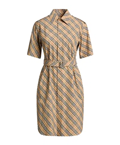 Burberry Short Dresses In Camel