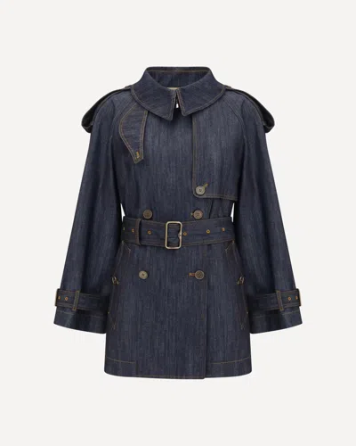 Burberry Short Fitzrovia Trench In Blue