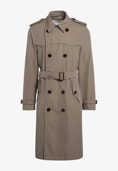 Burberry Short Foxfield Trench Coat In Cotton And Silk In Brown