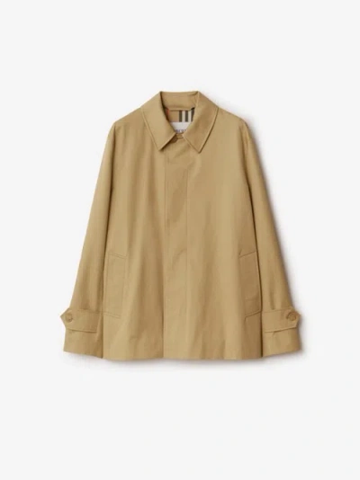 Burberry Single-breasted Cotton Car Coat In Flax