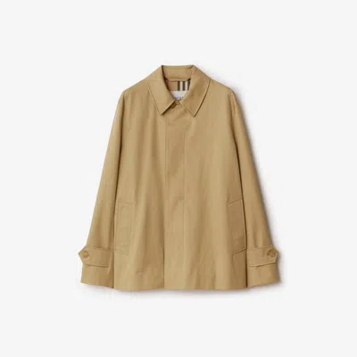 Burberry Single-breasted Cotton Car Coat In Flax