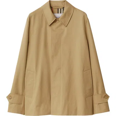 Burberry Single-breasted Cotton Car Coat In Flax