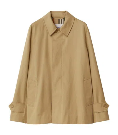 Burberry Single-breasted Cotton Car Coat In Flax