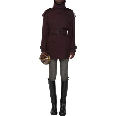 Burberry Short Gabardine Fitzrovia Trench Coat In Burgundy