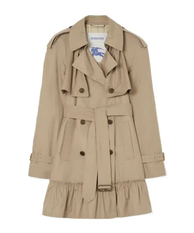 Burberry Short Gabardine Tillydrine Trench Coat In Neutral