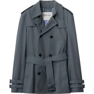 Burberry Short Trench Coat In Magnet
