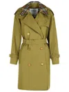 Burberry Short Green Cotton  Trench Coat In Green