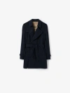 Burberry Short Kensington Heritage Trench Coat In Coal Blue