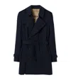 Burberry Short Kensington Heritage Trench Coat In Blue