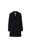 Burberry Short Kensington Heritage Trench Coat In Blue