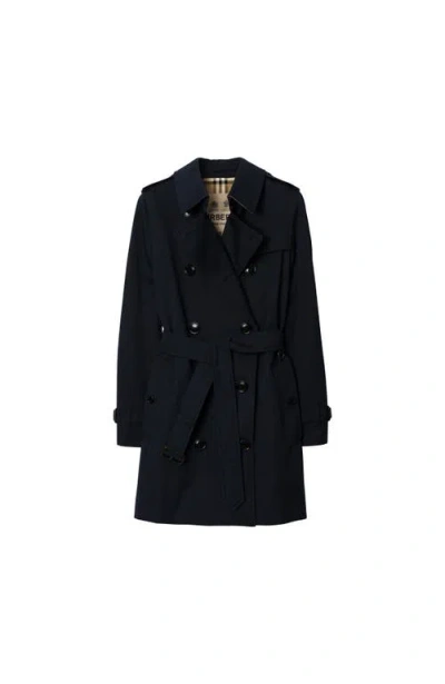 Burberry Short Kensington Heritage Trench Coat In Coal Blue