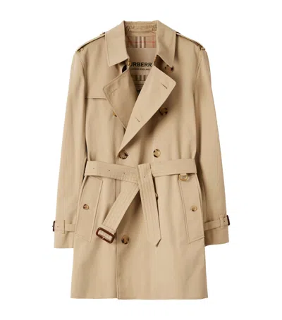Burberry Short Kensington Trench Coat In Yellow